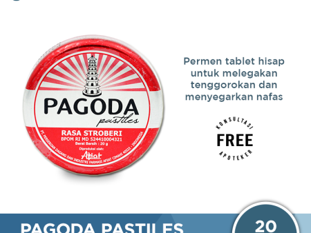 Pagoda Pastiles Rasa Stroberi 20 Gram - Permen Pelega Tenggorokan Fashion