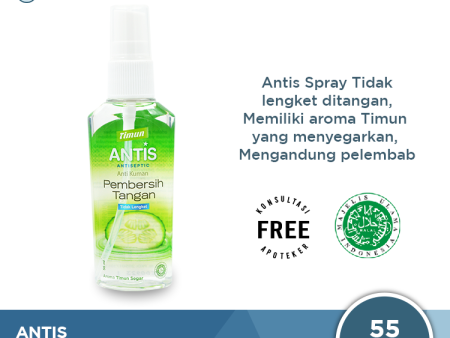 Antis Hand Sanitizer Spray Timun 55 mL - Pembersih Tangan Anti Kuman Online Hot Sale