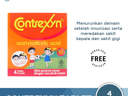 Contrexyn 4 Tablet Kunyah - Obat Penurun Panas Rasa Jeruk Online now