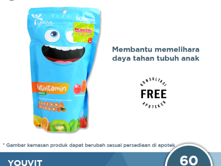 Youvit Multivitamin For Kids 60 Gummies - Multivitamin Gummy Anak Rasa Mix Buah Discount