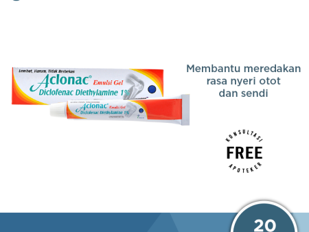 Aclonac Emulgel 1% 20 g - Gel Pereda Nyeri Sendi, Memar, Keseleo Fashion