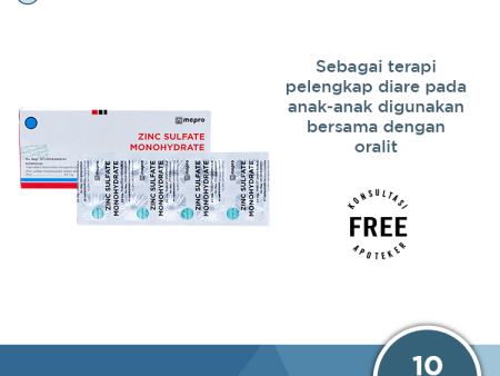 Zinc Sulfate Monohydrate 20 Mg Strip 10 Tablet - Pelengkap Pengobatan Diare Online Sale