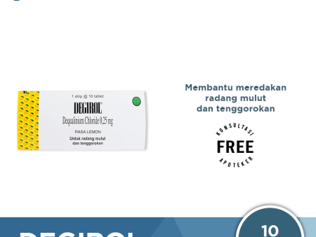 Degirol Strip 10 Tablet - Meredakan Sakit Tenggorokan dan Sariawan Hot on Sale