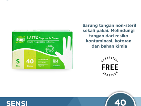 Sensi Latex Disposable Gloves Size S Isi 40 - Sarung Tangan Serbaguna Online Sale