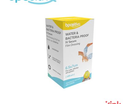 Bpositive Water & Bacteria Proof IV Secure Film Dressing 6.5 x 7 cm - Box of 100s For Sale