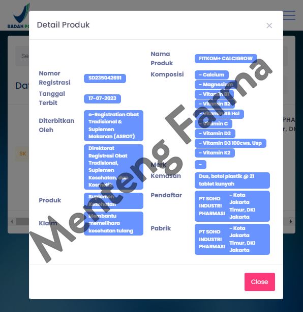 Fitkom Calcigrow 21 Tablet - Memelihara Kesehatan Tulang Anak Online