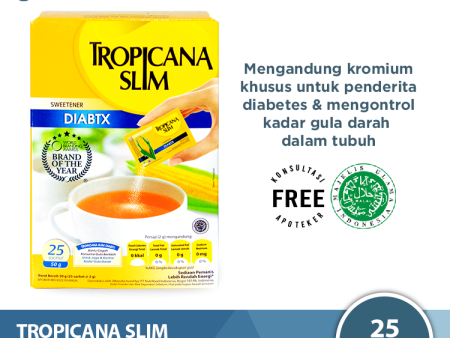 Tropicana Slim DIABTX 25 Sachet - Pemanis Alami Diabetes Bebas Kalori Sale