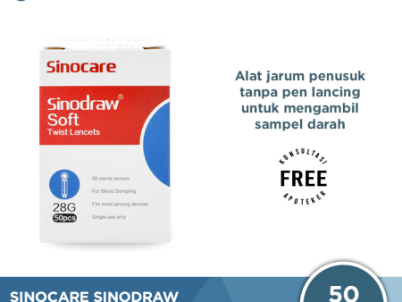 Sinocare Sinodraw Soft Twist Lancet 28G 50 Pcs - Jarum Lancet Steril Online Sale