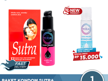 Paket Kondom Sutra Merah Dan Mirai Warm Lube Online now