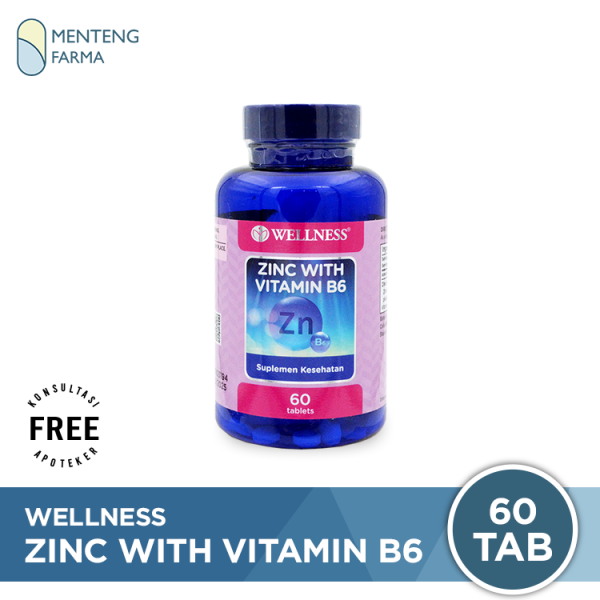 Wellness Zinc with Vitamin B6 60 Tablet - Suplementasi Zinc dan Vitamin B6 For Sale