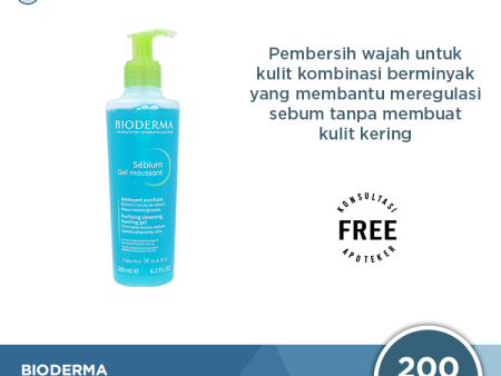 Bioderma Sebium Gel Moussant 200 ml - Facial Wash Kulit Berminyak Online Hot Sale