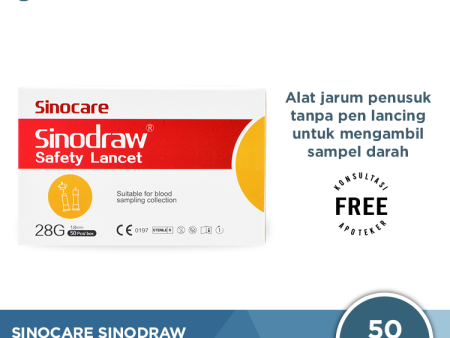 Sinocare Sinodraw Safety Lancet 28G 50 Pcs - Jarum Lancet Sekali Pakai Online