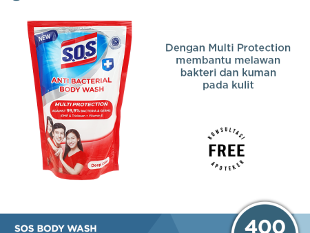 SOS Anti Bacterial Body Wash Deep Clean 400 mL - Sabun Mandi Cair Online now