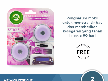 Air Wick Vent Clip Pengharum Mobil Flower Blossom 2 Pcs - Menghilangkan Bau dan Menyegarkan Mobil Online Hot Sale