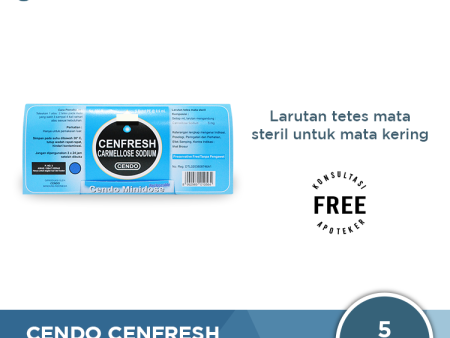 Cendo Cenfresh Minidose 0.6 mL Isi 5 Botol - Obat Tetes Iritasi Mata Online Sale