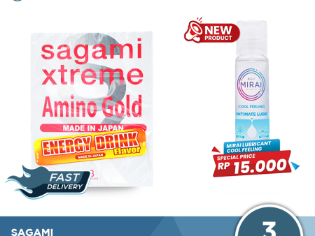 Kondom Sagami Xtreme Amino Gold Isi 3 - Aroma Energy Drink Flavor For Discount