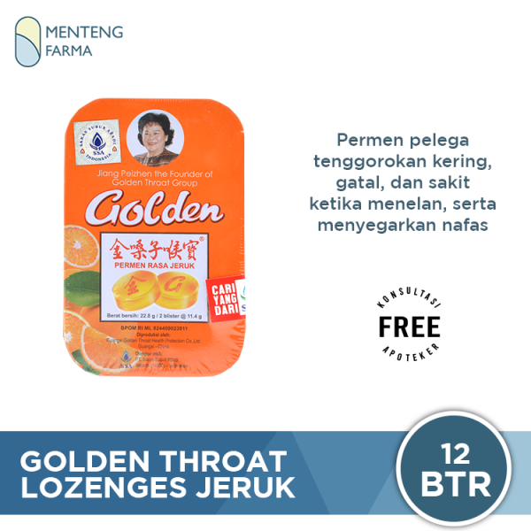 Golden Throat Lozenge Jeruk - Permen Pelega Tenggorokan For Sale