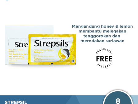 Strepsils Honey Lemon Flavor Sachet - Peremen Pelega Tenggorokan Supply