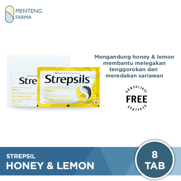 Strepsils Honey Lemon Flavor Sachet - Peremen Pelega Tenggorokan Supply