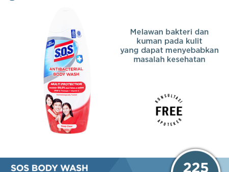 SOS Anti Bacterial Body Wash Deep Clean 225 mL - Sabun Mandi Cair For Sale