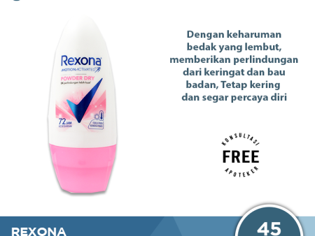 Rexona Anti-Perspirant Deodorant Roll On Powder Dry 45 ML - Tetap Kering dan Segar 48 Jam For Cheap