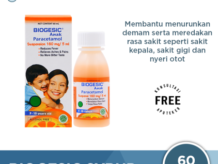 Biogesic Syrup 60 mL - Pereda Demam dan Nyeri Anak Online Hot Sale