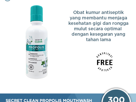 Secret Clean Propolis Antiseptic Mouthwash Peppermint 300 mL - Obat Kumur Antiseptik Cheap