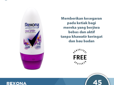 Rexona Anti-Perspirant Deodorant Roll On Free Spirit 45 ML - Bebas Keringat dan Bau Badan Hingga 48 Online Sale