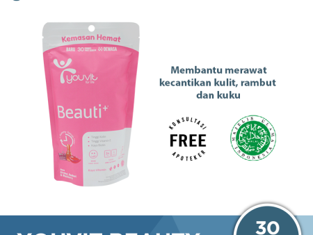 Youvit Beauty+ 30 Gummies - Multivitamin Kesehatan Kulit Kuku dan Rambut Fashion