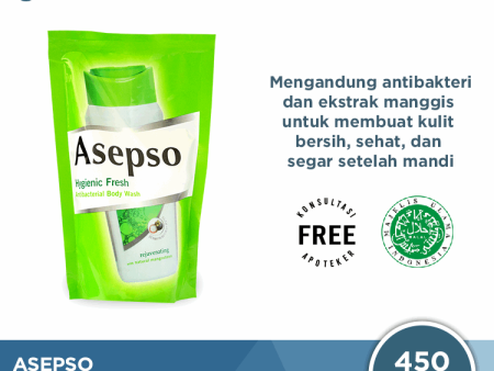 Asepso Body Wash Refill Hygienic Fresh 450 ML - Sabun Cair Antibacterial on Sale