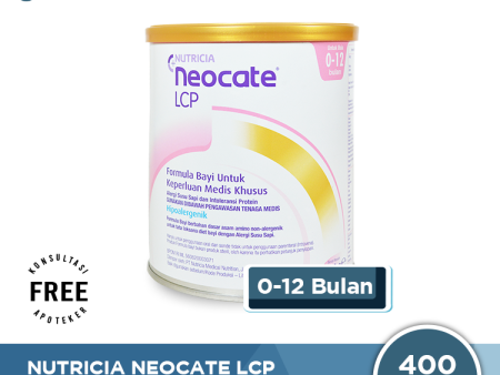 Nutricia Neocate LCP 400 gram - Susu Formula Khusus Bayi Alergi Susu Sapi (0 - 12 Bln) on Sale