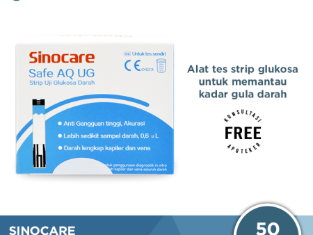 Sinocare Safe AQ UG Strip Uji Gula Darah 50 Pcs - Tes Strip Gula Darah For Sale