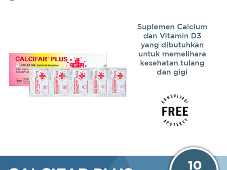 Calcifar Plus 10 Kaplet - Suplemen Kalsium dan Vitamin D3 For Sale