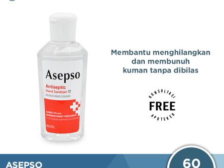 Asepso Antiseptic Hand Sanitizer 60 mL - Pembersih Tangan Tanpa Bilas Online now