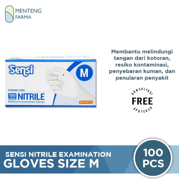 Sensi Sarung Tangan Nitrile Size M Isi 100 pcs - Non Latex Powder Free Fashion