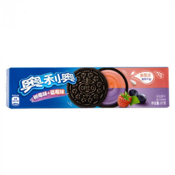 BISCOTTI OREO CON CREMA DI MIRTILLO E LAMPONE 97g on Sale