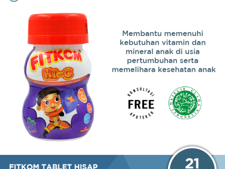 Fitkom Rasa Anggur 21 Tablet - Multivitamin Tablet Hisap Anak Online Hot Sale