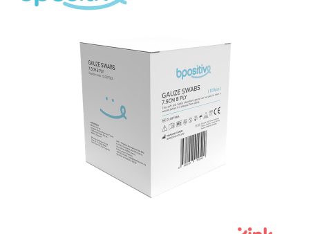 BPositive Non-Sterile Gauze Swabs 7.5 cm (8ply) - Box of 100s Online now