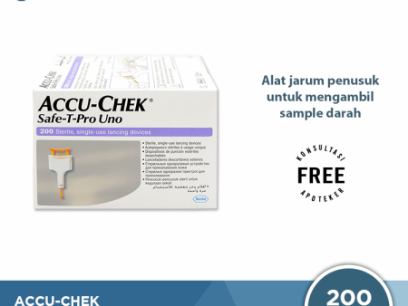 Accu-Chek Safe T Pro Uno 200 Pcs - Jarum Lancet Steril Fashion