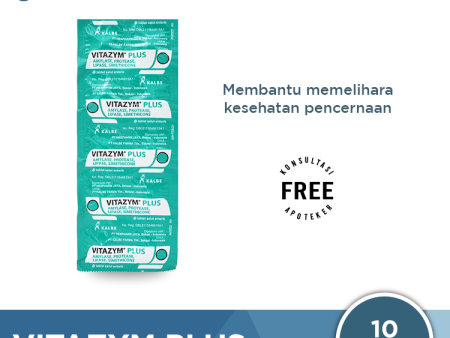 Vitazym Plus Strip 10 Tablet - Obat Pencernaan, Kembung dan Mual Online Sale