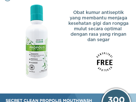 Secret Clean Propolis Antiseptic Mouthwash Green Tea Mint 300 mL - Obat Kumur Antiseptik Online Sale