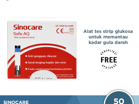 Sinocare Safe AQ Smart Strip Uji Gula Darah 50 Pcs - Tes Strip Gula Darah For Discount