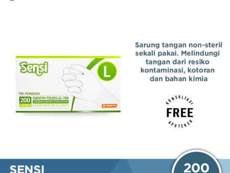 Sensi Latex Examination Gloves (Sarung Tangan Karet) Size L - Isi 200 Supply