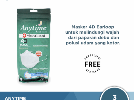 Anytime Convex Masker 4D Isi 3 Pcs - Masker Convex Anytime Earloop Supply