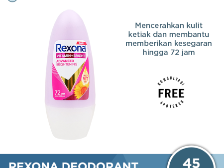 Rexona Anti-Perspirant Deodorant Roll On Advanced Brightening 45 ML - Mencerahkan Kulit Ketiak For Discount