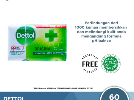 Sabun Mandi Batang Dettol Original - 60 gram Hot on Sale