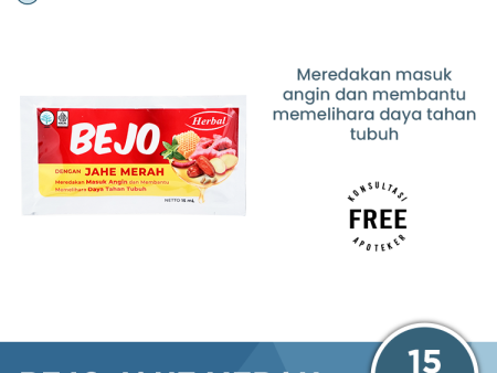 Bejo Jahe Merah Sachet 15 mL - Sirup Herbal Untuk Masuk Angin Dengan Ekstrak Jahe Merah Fashion