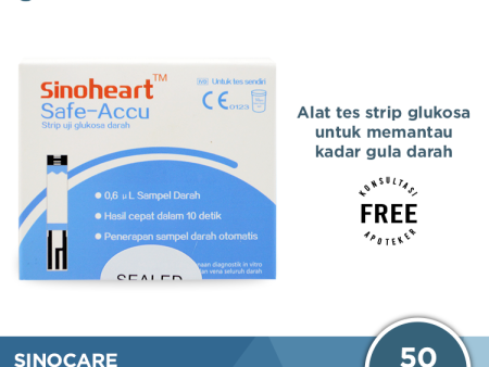 Sinocare Safe-Accu Strip Uji Gula Darah 50 Pcs - Tes Strip Gula Darah Hot on Sale