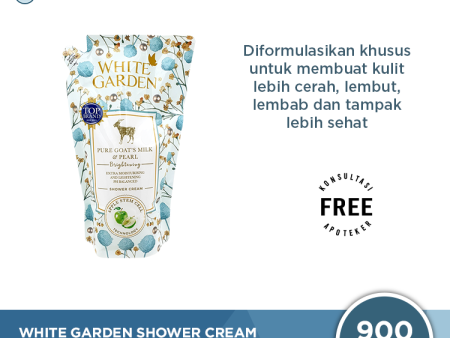 White Garden Shower Cream Refill 900 ml Pure Goat s Milk & Pearl - Melembabkan dan Mencerahkan Kulit Online Sale