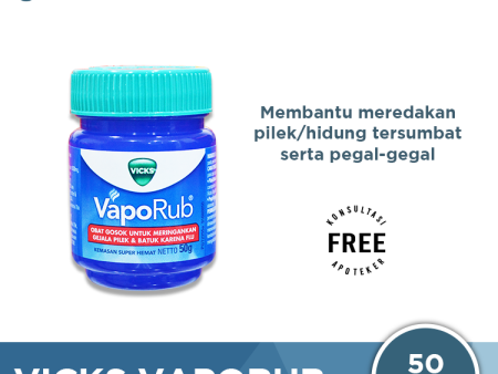 Vicks VapoRub 50 Gr - Balsem Pelega Pernafasan & Hidung Tersumbat Hot on Sale